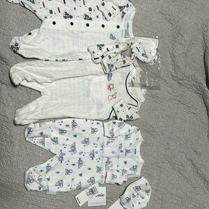 3 Preemie footed outfits